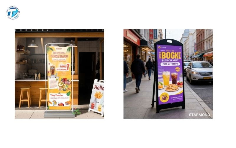 Standee ngoài trời là dạng bảng quảng cáo thường sử dụng cho môi trường bên ngoài